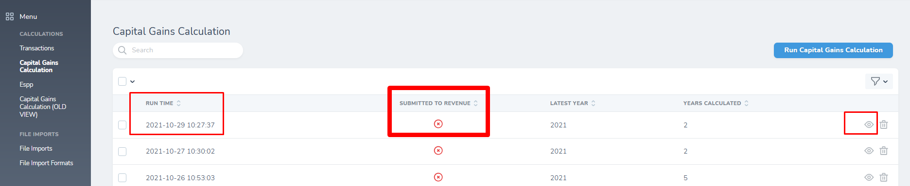 Calculation Landing Page